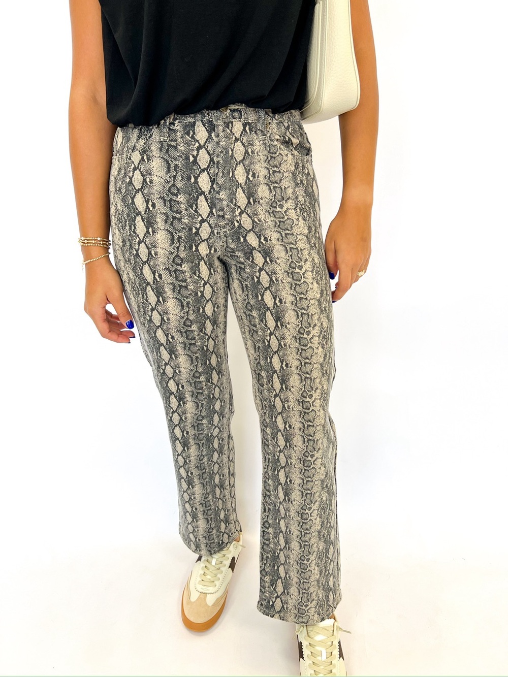 Snake Print Wide Leg Pants